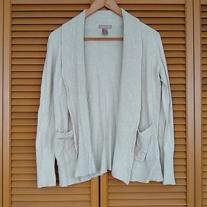 Basic Beige Cardigan Pockets White Stag Small